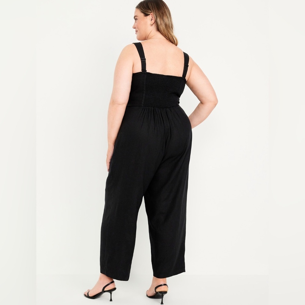 NEW…Button Front Linen Blend Cami Jumpsuit - Picture 2 of 4